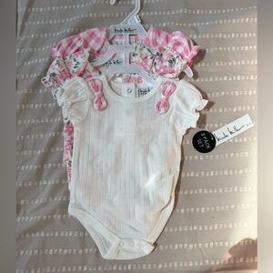 Nicole Miller Pink and White Baby Onesie Trio